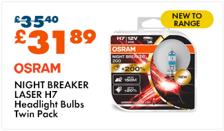 Osram NIGHT BREAKER LASER H7 headlight bulbs +200% more brightness - Twin Pack Osram NIGHT BREAKER LASER H7 headlight bulbs +200% more brightness - Twin Pack
