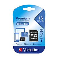 Verbatim Verbatim 16GB Micro SD Card with AdaptorVerbatim Verbatim 16GB Micro SD Card with Adaptor