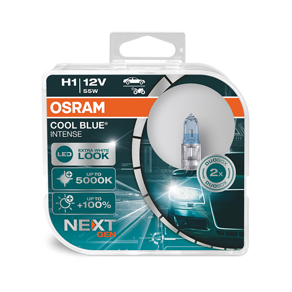 Osram Cool Blue Intense H1 headlight bulb swith a Xenon look (2 bulbs)