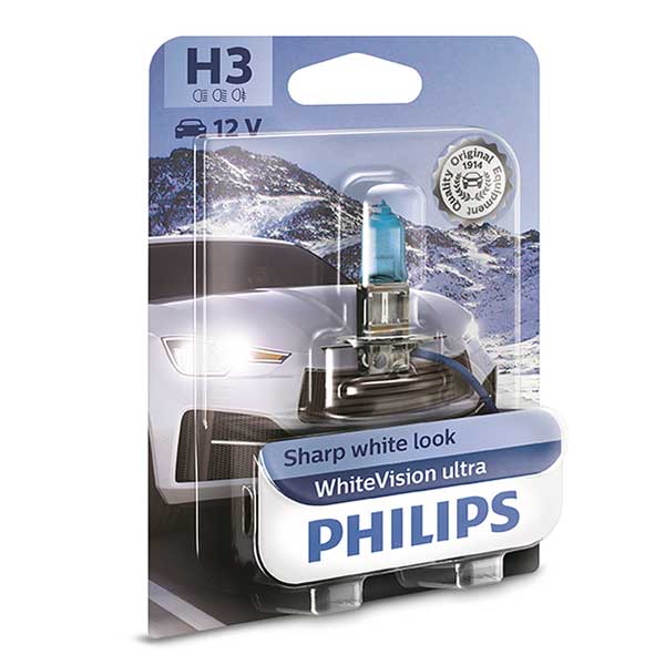 Philips 12V H3 White Vision Ultra +60% Brighter Upgrade - Single Pack