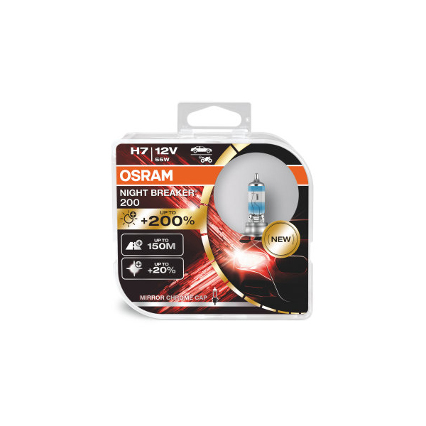 Osram Night Breaker 200 H7 + 200% Light Halogen Headlight Bulb  64210NB200-HCB 12V Car Twin Box (2 Bulbs) : : Automotive