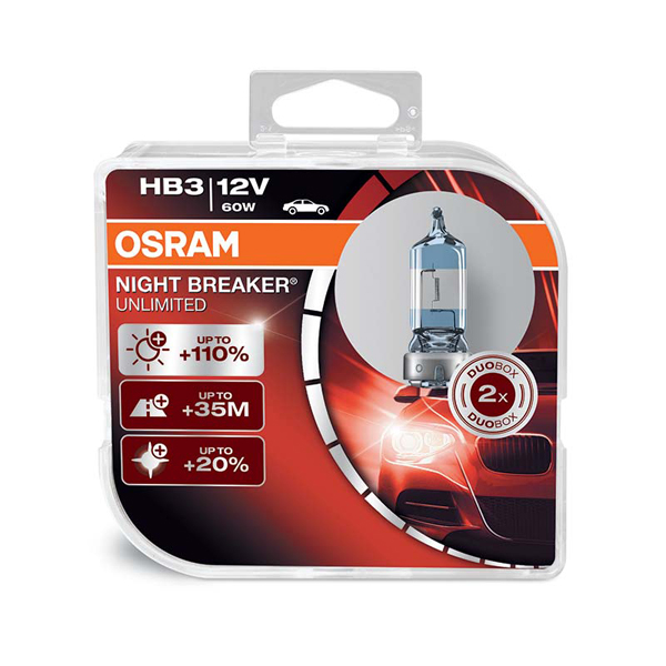 Osram Nightbreaker UNLIMITED - Performance Bulbs - HB3 9005 Twin Box