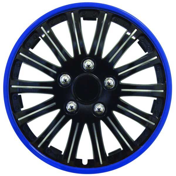 Streetwize 15” Lightning Gloss Black With Blue Ring Sport Cover Set (Box Qty: 4)