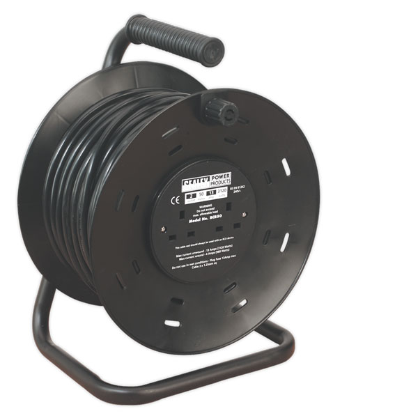 Sealey BCR50 Cable Reel 50mtr 4 x 230V 1.25mm Thermal Trip